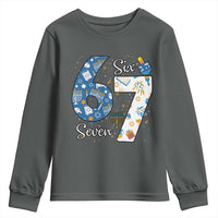 Funny 67 Hanukkah Youth Sweatshirt Chanukah Menorah Dreidel Six Seven Meme - Wonder Print Shop