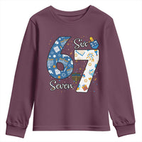 Funny 67 Hanukkah Youth Sweatshirt Chanukah Menorah Dreidel Six Seven Meme - Wonder Print Shop