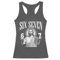 Funny Jesus 67 Racerback Tank Top God Six Seven Meme Religious Christian - Wonder Print Shop