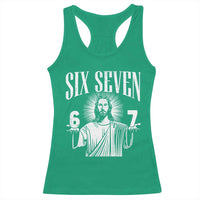 Funny Jesus 67 Racerback Tank Top God Six Seven Meme Religious Christian - Wonder Print Shop