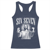 Funny Jesus 67 Racerback Tank Top God Six Seven Meme Religious Christian - Wonder Print Shop