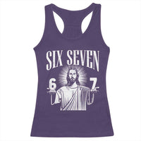 Funny Jesus 67 Racerback Tank Top God Six Seven Meme Religious Christian - Wonder Print Shop
