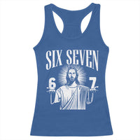 Funny Jesus 67 Racerback Tank Top God Six Seven Meme Religious Christian - Wonder Print Shop