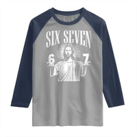 Funny Jesus 67 Raglan Shirt God Six Seven Meme Religious Christian - Wonder Print Shop