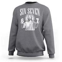 Funny Jesus 67 Sweatshirt God Six Seven Meme Religious Christian - Wonder Print Shop