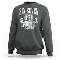Funny Jesus 67 Sweatshirt God Six Seven Meme Religious Christian - Wonder Print Shop
