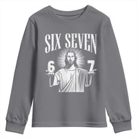 Funny Jesus 67 Youth Sweatshirt God Six Seven Meme Religious Christian - Wonder Print Shop
