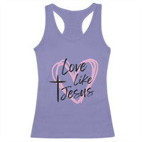 Love Like Jesus Racerback Tank Top Christian Religious God Valentine's Day Pink Heart