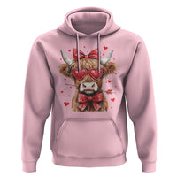 Funny Western Highland Cow Farm Valentine Hoodie