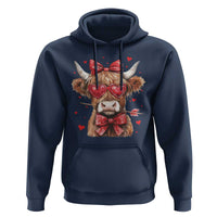 Funny Western Highland Cow Farm Valentine Hoodie