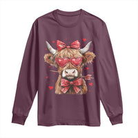 Funny Western Highland Cow Farm Valentine Long Sleeve Shirt