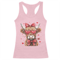 Funny Western Highland Cow Farm Valentine Racerback Tank Top