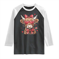 Funny Western Highland Cow Farm Valentine Raglan Shirt