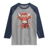 Funny Western Highland Cow Farm Valentine Raglan Shirt