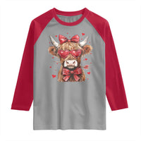 Funny Western Highland Cow Farm Valentine Raglan Shirt