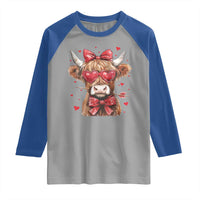 Funny Western Highland Cow Farm Valentine Raglan Shirt