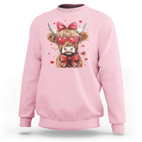 Funny Western Highland Cow Farm Valentine Sweatshirt