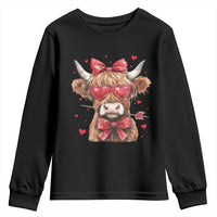 Funny Western Highland Cow Farm Valentine Youth Sweatshirt