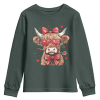 Funny Western Highland Cow Farm Valentine Youth Sweatshirt