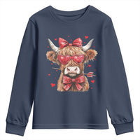 Funny Western Highland Cow Farm Valentine Youth Sweatshirt