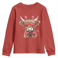 Funny Western Highland Cow Farm Valentine Youth Sweatshirt
