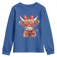 Funny Western Highland Cow Farm Valentine Youth Sweatshirt