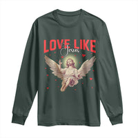 Funny Love Like Jesus Valentine's Day Long Sleeve Shirt Christian Religious Cupid God Bible Verses