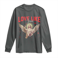 Funny Love Like Jesus Valentine's Day Long Sleeve Shirt Christian Religious Cupid God Bible Verses