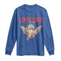 Funny Love Like Jesus Valentine's Day Long Sleeve Shirt Christian Religious Cupid God Bible Verses