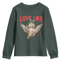 Funny Love Like Jesus Valentine's Day Youth Sweatshirt Christian Religious Cupid God Bible Verses