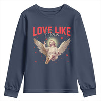 Funny Love Like Jesus Valentine's Day Youth Sweatshirt Christian Religious Cupid God Bible Verses