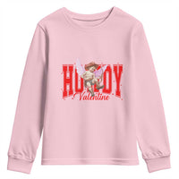 Funny Howdy Valentine Youth Sweatshirt Valentine's Day Western Cowboy Cupid