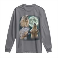 Funny Three Groundhog Moon Groundhog Day Meme Long Sleeve Shirt - Wonder Print Shop