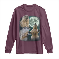 Funny Three Groundhog Moon Groundhog Day Meme Long Sleeve Shirt - Wonder Print Shop