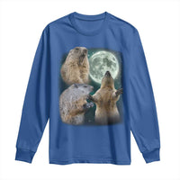 Funny Three Groundhog Moon Groundhog Day Meme Long Sleeve Shirt - Wonder Print Shop