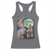 Funny Three Groundhog Moon Groundhog Day Meme Racerback Tank Top - Wonder Print Shop