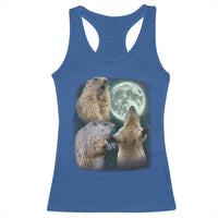 Funny Three Groundhog Moon Groundhog Day Meme Racerback Tank Top - Wonder Print Shop