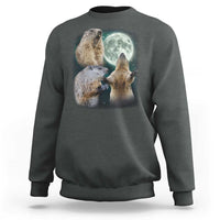 Funny Three Groundhog Moon Groundhog Day Meme Sweatshirt - Wonder Print Shop