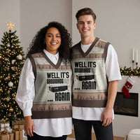 Well Its Groundhog Day Again V-Neck Knit Sweater Vest Funny Woodchuck Groundhog - Wonder Print Shop
