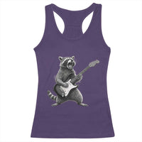 Funny Raccoon Playing Guitar Rock and Roll Racerback Tank Top