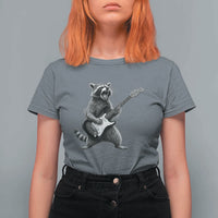 Funny Raccoon Playing Guitar Rock and Roll T Shirt For Women