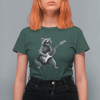 Funny Raccoon Playing Guitar Rock and Roll T Shirt For Women