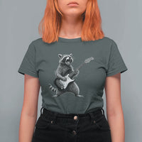 Funny Raccoon Playing Guitar Rock and Roll T Shirt For Women