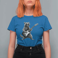 Funny Raccoon Playing Guitar Rock and Roll T Shirt For Women