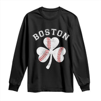 Funny Boston St Patricks Day Baseball Shamrock Long Sleeve Shirt