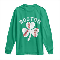 Funny Boston St Patricks Day Baseball Shamrock Long Sleeve Shirt