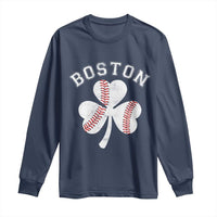 Funny Boston St Patricks Day Baseball Shamrock Long Sleeve Shirt