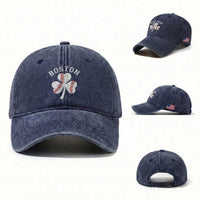 Funny Boston St Patricks Day Baseball Shamrock Washed Cotton Baseball Cap