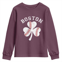 Funny Boston St Patricks Day Baseball Shamrock Youth Sweatshirt