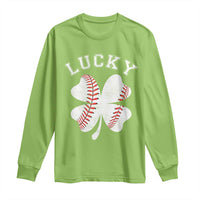 Funny Baseball Lucky Clover St Patricks Day Long Sleeve Shirt